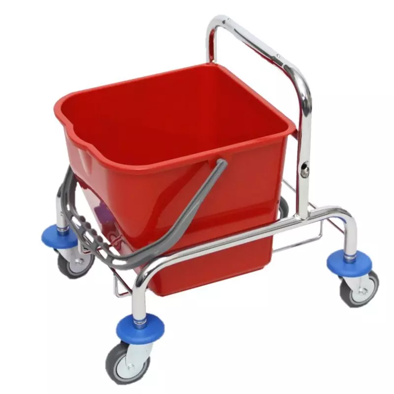 Chrome-plated wheeled bin with single 17-liter bucket