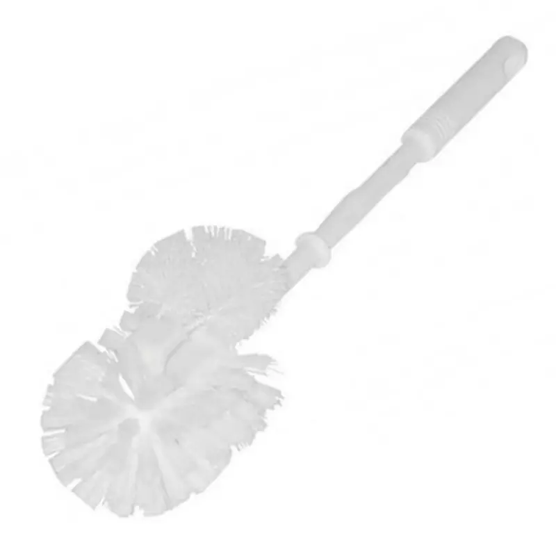 Toilet brush with rim cleaner, white polypropylene