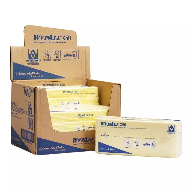 Chiffons de nettoyage Kimberly-Clark WypAll X50 416 x 245 mm jaunes