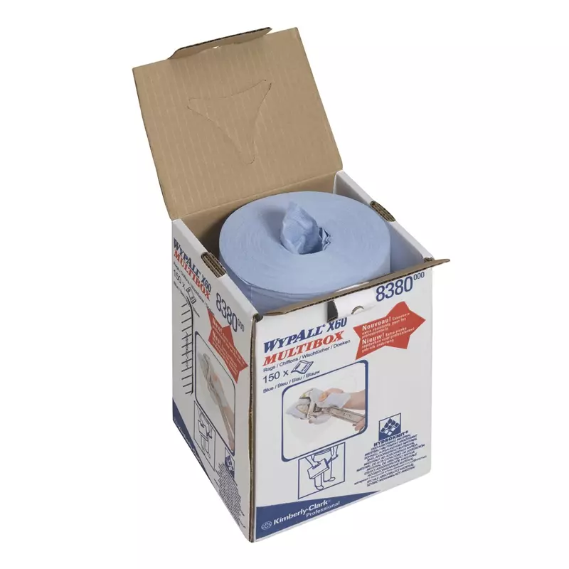 Kimberly-Clark Wypall X60 8380 poetsdoekrol 420x245 mm blauw
