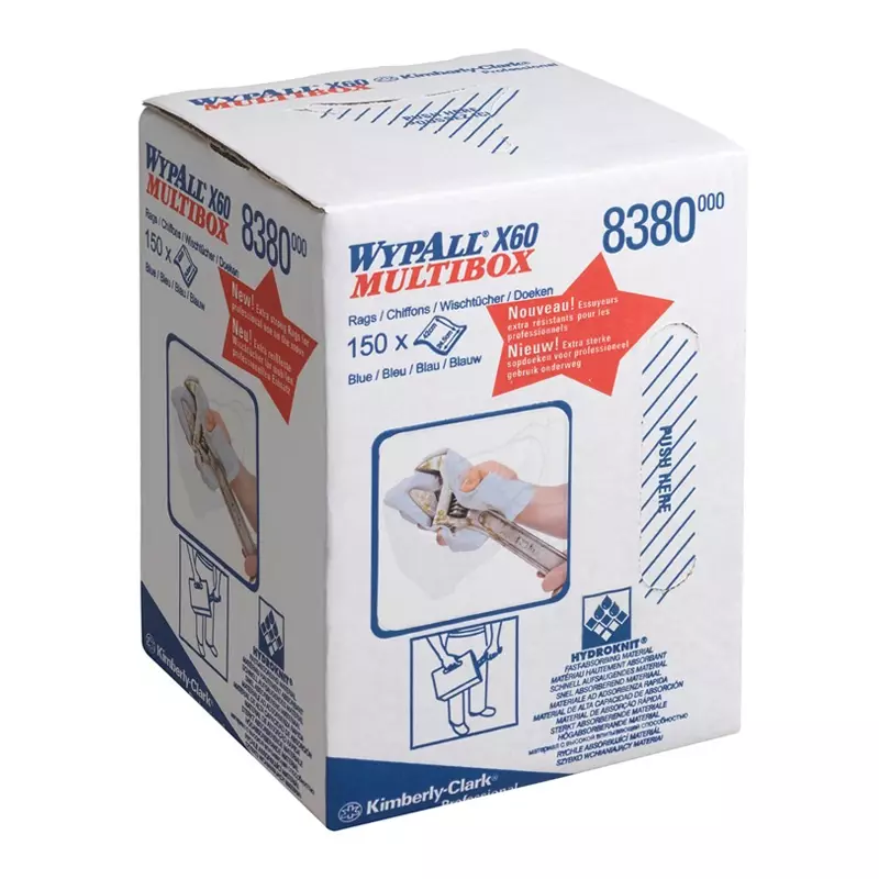 Kimberly-Clark Wypall X60 8380 poetsdoekrol 420x245 mm blauw