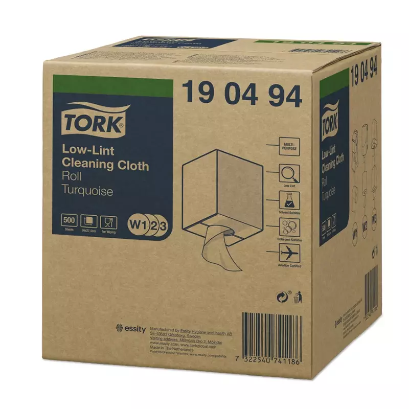 Chiffon de nettoyage Tork Low-Rib Combi Roll 1 pli bleu