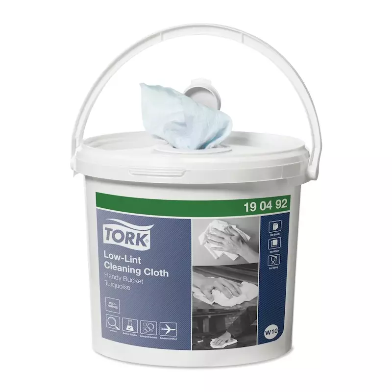 Tork Low-Lint cleaning cloth roll 1-ply blue in bucket