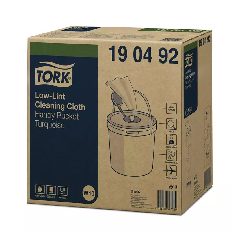 Tork Low-Lint cleaning cloth roll 1-ply blue in bucket