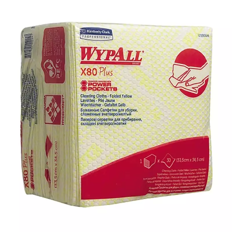 Wypall X80 19164 Cleaning Cloth 35.50x33.50 cm Yellow