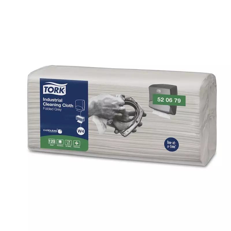 Chiffons de nettoyage Tork, chiffons industriels pliés, 1 pli, W4, gris