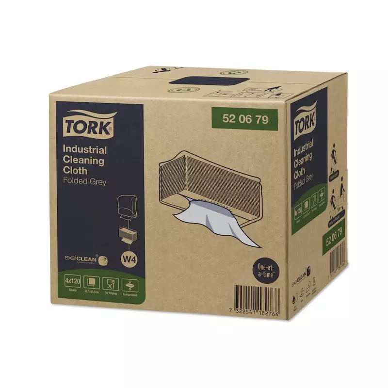 Chiffons de nettoyage Tork, chiffons industriels pliés, 1 pli, W4, gris