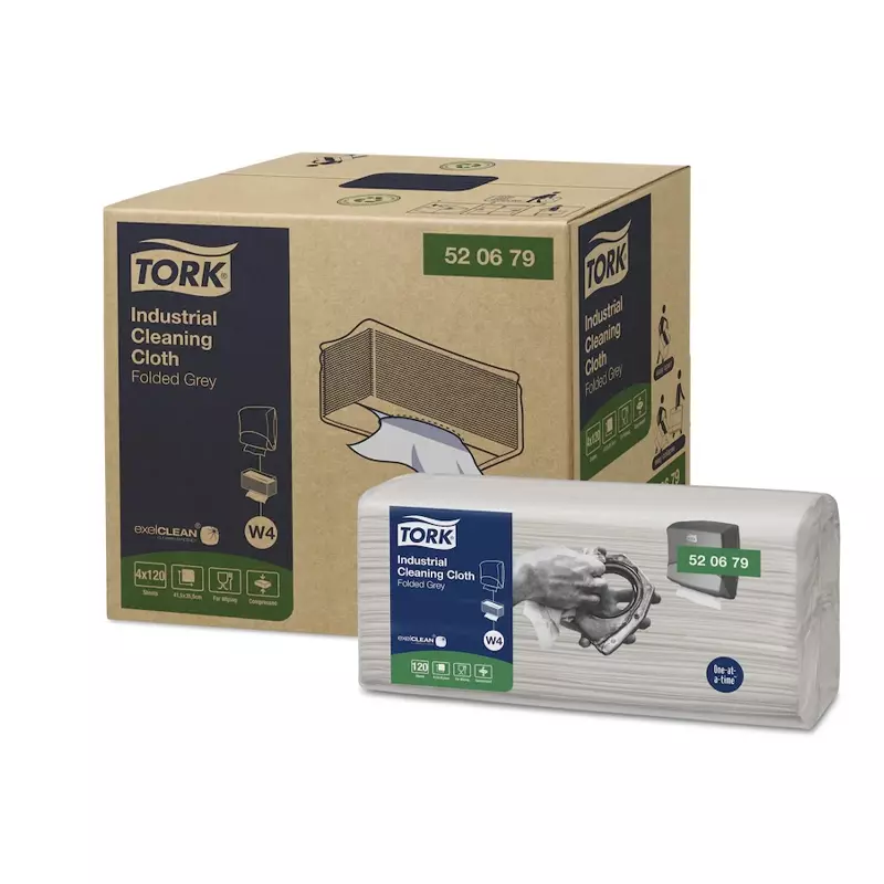 Chiffons de nettoyage Tork, chiffons industriels pliés, 1 pli, W4, gris