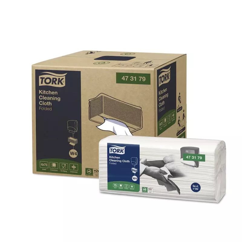 Tork kitchen cleaning folded cleaning cloth white