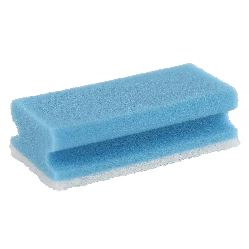 Tampon à récurer avec manche 140 x 70 x 45 mm bleu/blanc