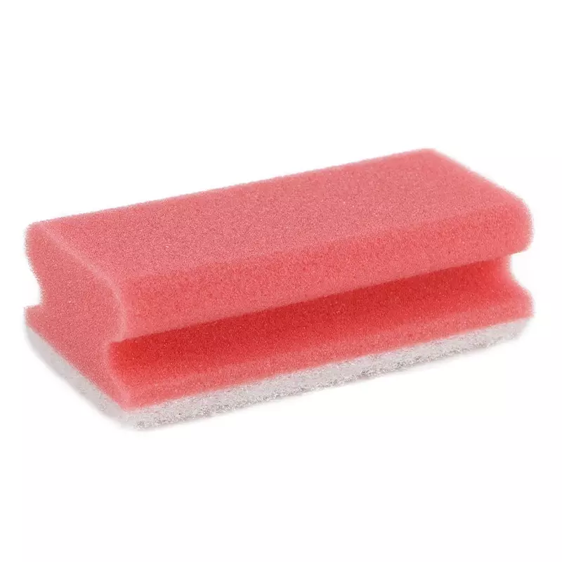 Tampon à récurer avec manche 140 x 70 x 45 mm rouge/blanc