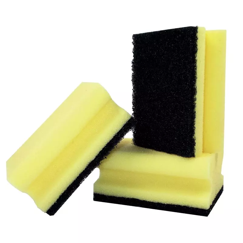 Scouring pad with handle 100x70x45 mm yellow/green