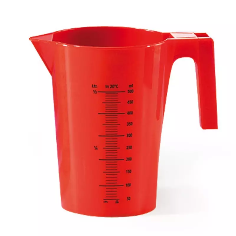 Maatbeker PP 500 ml transparant rood