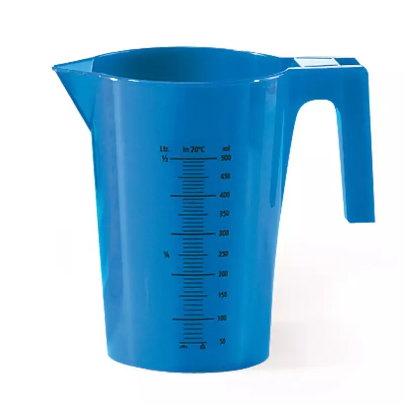 Maatbeker PP 500 ml transparant blauw