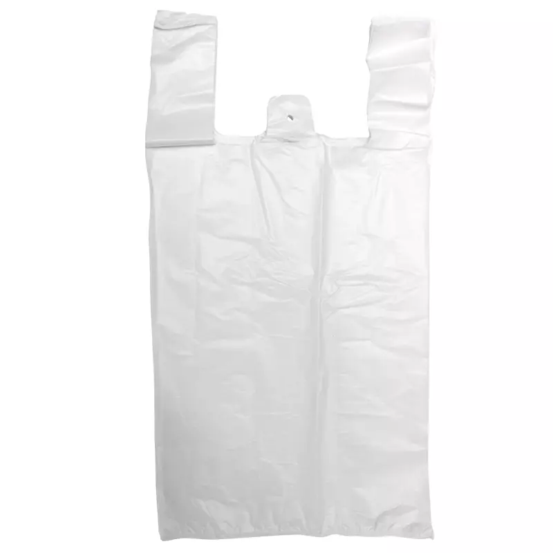 Shirt carrier bag HDPE 30/10x60 cm white