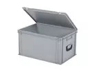 Stacking container with lid and carrying handle Euronorm 600x400x335 mm 64 liters grey