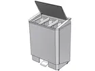 Afvalbak RVS voor afvalscheiding met 3x60 liter bak
