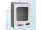 Stainless steel dispenser with viewing window for disposable hairnets