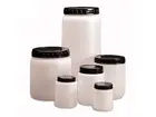Pot d'échantillon à large col en PEHD avec bouchon à vis et poussoir, 2000 ml, blanc