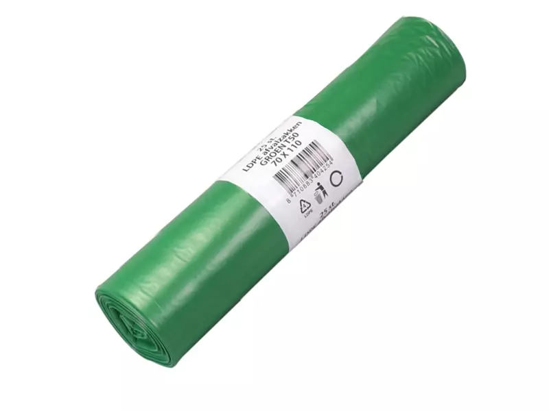 Sacs poubelle verts en PEBD recyclé T50 70x110 cm