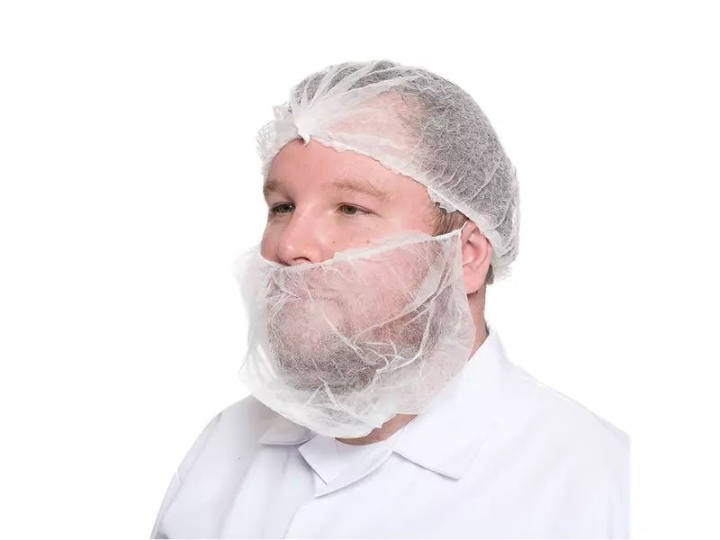 Hycare disposable beard mask non-woven polypropylene extra large white