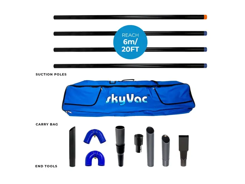 Kit de nettoyage de gouttières extérieures SkyVac, 4 pièces, 6 mètres