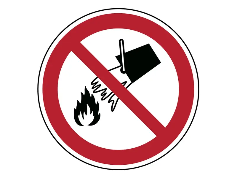 Brady P011 sticker prohibited from extinguishing with water ToughWash B-862 ø200 mm