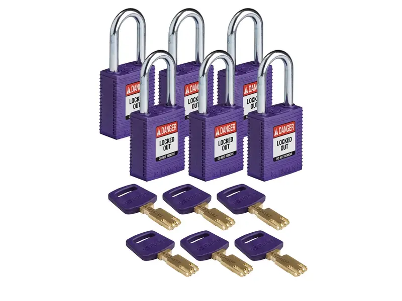 Brady 150362 SafeKey Nylon veiligheidssloten Danger Locked Out paars