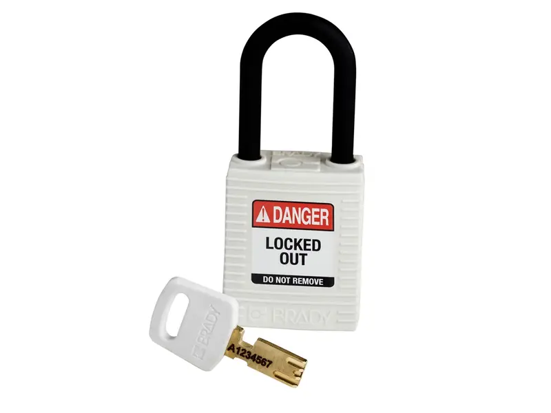 Brady 150365 SafeKey Nylon security lock Danger Locked Out white
