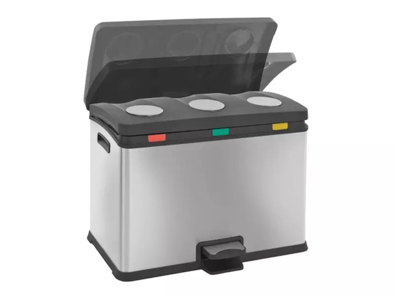 Poubelle à pédale en acier inoxydable EKO Rejoice 12+12+12 litres