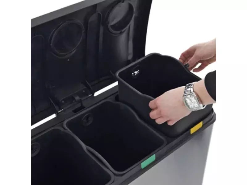 Poubelle à pédale en acier inoxydable EKO Rejoice 12+12+12 litres