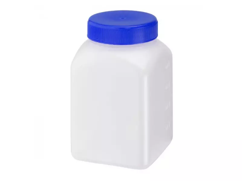 Monsterpot vierkant schroefdop steriel HDPE 76x76x120 mm DIN60 500 ml blauw
