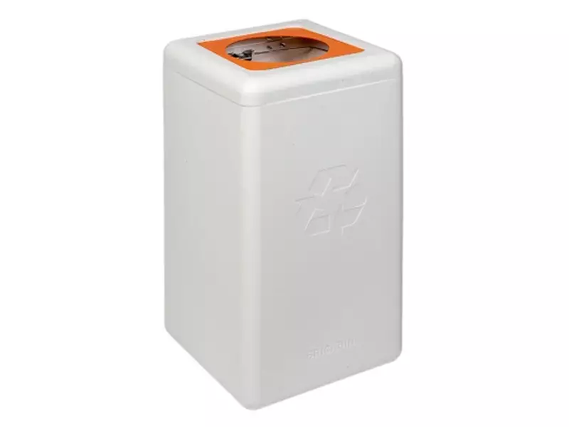 BrickBin waste bin with round 20 cm opening plastic 65 liters white/orange
