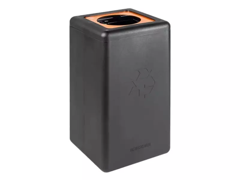 BrickBin waste bin with round 20 cm opening plastic 65 liters black/orange