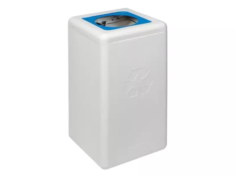 BrickBin waste bin with round 20 cm opening for paper, 65 liters, white/blue