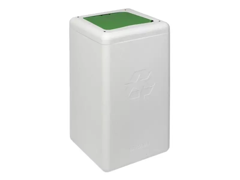 Poubelle BrickBin avec couvercle à charnière, déchets organiques, 65 litres, blanche/verte