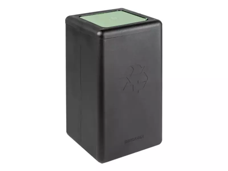 Poubelle BrickBin avec couvercle à charnière, déchets organiques, 65 litres, noire/verte