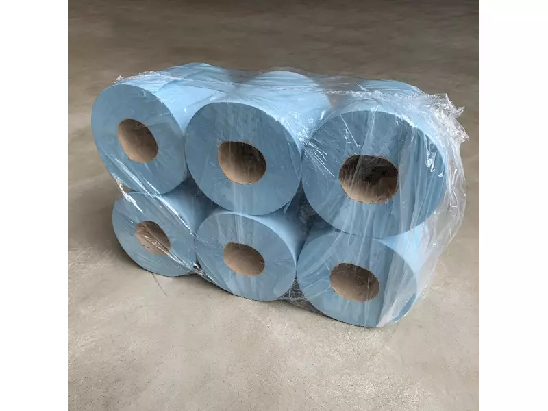 Papier de nettoyage midi 1 pli à alimentation centrale 300 mètres bleu