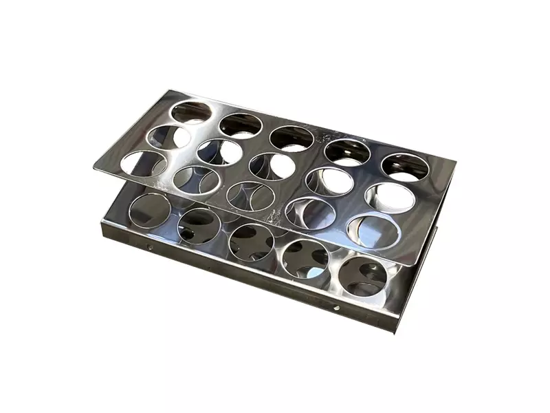 Support pour tubes à essai en acier inoxydable, 15 positions, Ø 30 mm