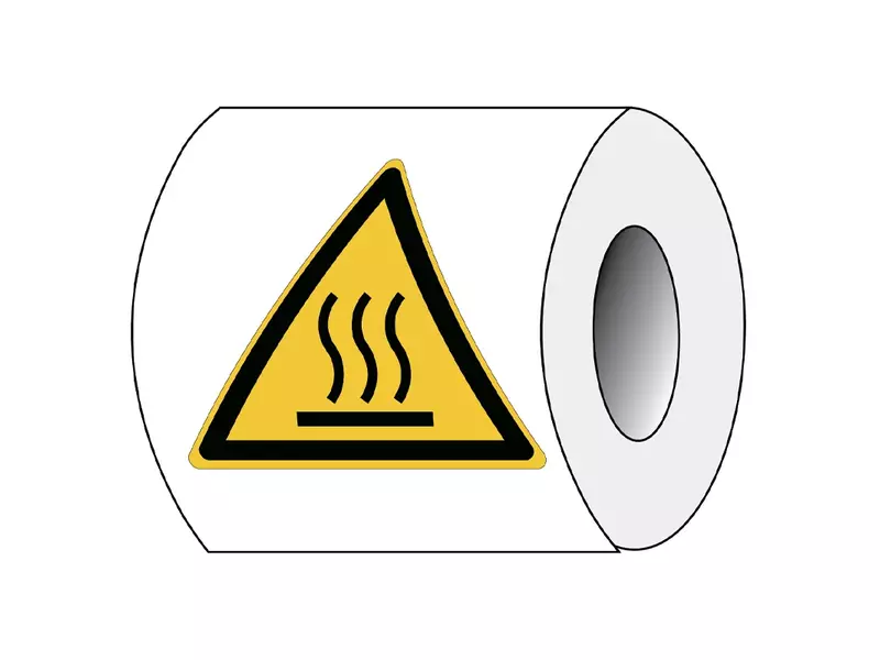 Brady sticker on roll warning hot surface W017 100x87 mm