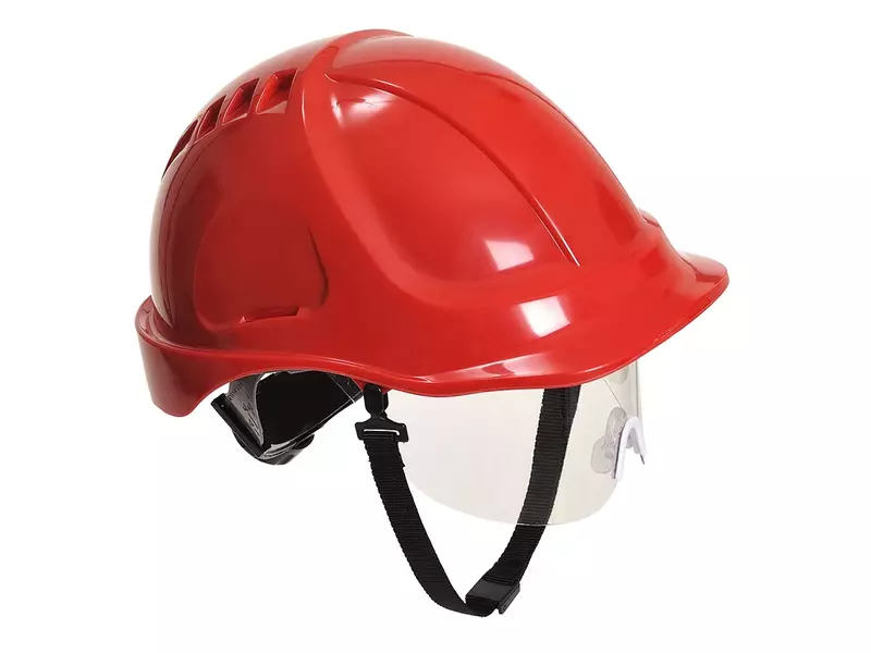 Portwest PW54 safety helmet with visor 6-point adjustment red