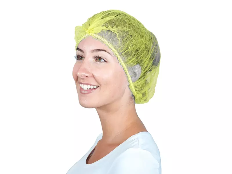 Hycare disposable haarnetjes volledig detecteerbaar wokkel non-woven PP 58 cm geel