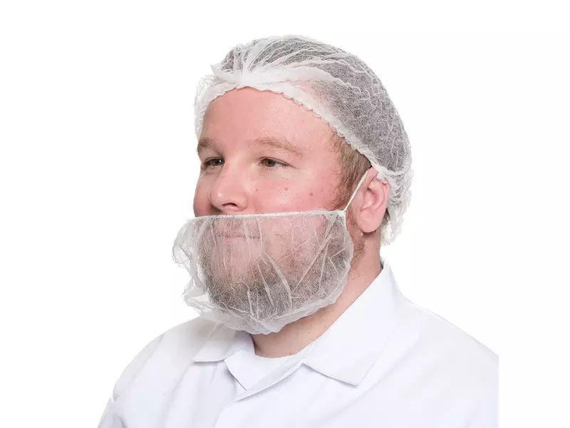 Hycare disposable beard mask fully detectable non-woven polypropylene white