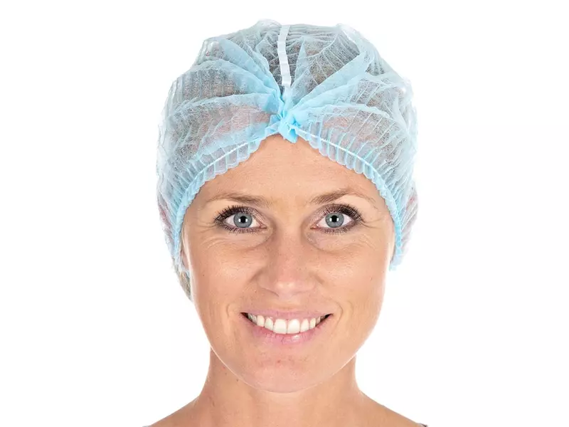Filets à cheveux jetables détectables à spirale en polypropylène non tissé 60 cm bleus