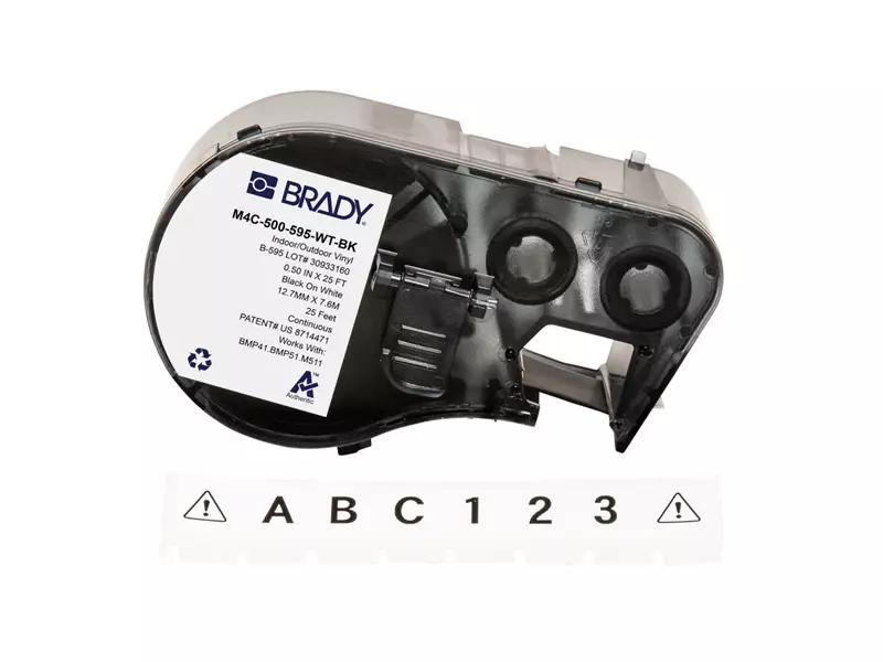 Brady M4C-500-595-WT-BK label 12,7 mm zwart op wit