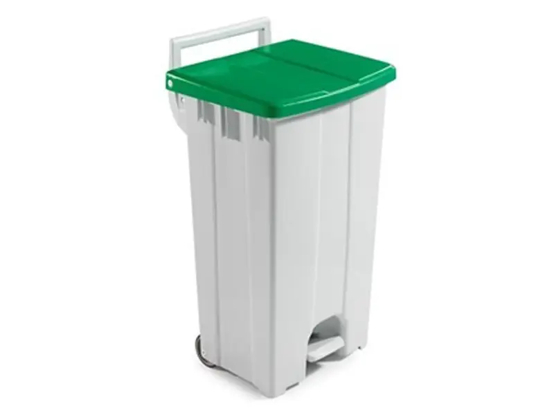 Pedal bin 2-wheel plastic 510x470x930 mm 90 liters white/green