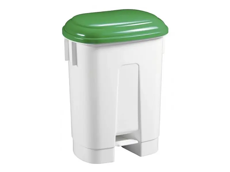Plastic pedal bin 60 l white/green