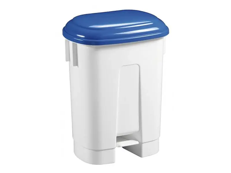 Plastic pedal bin 60 l white/blue