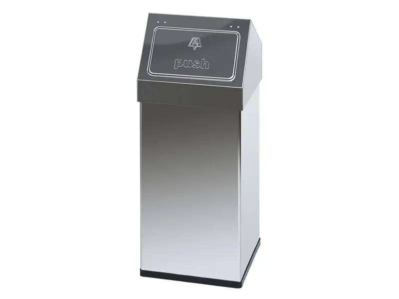 Afvalbak RVS met pushdeksel 55 liter