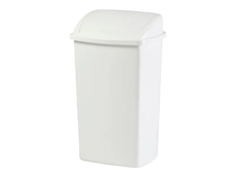 Waste bin with swing lid, plastic, 50 l, white